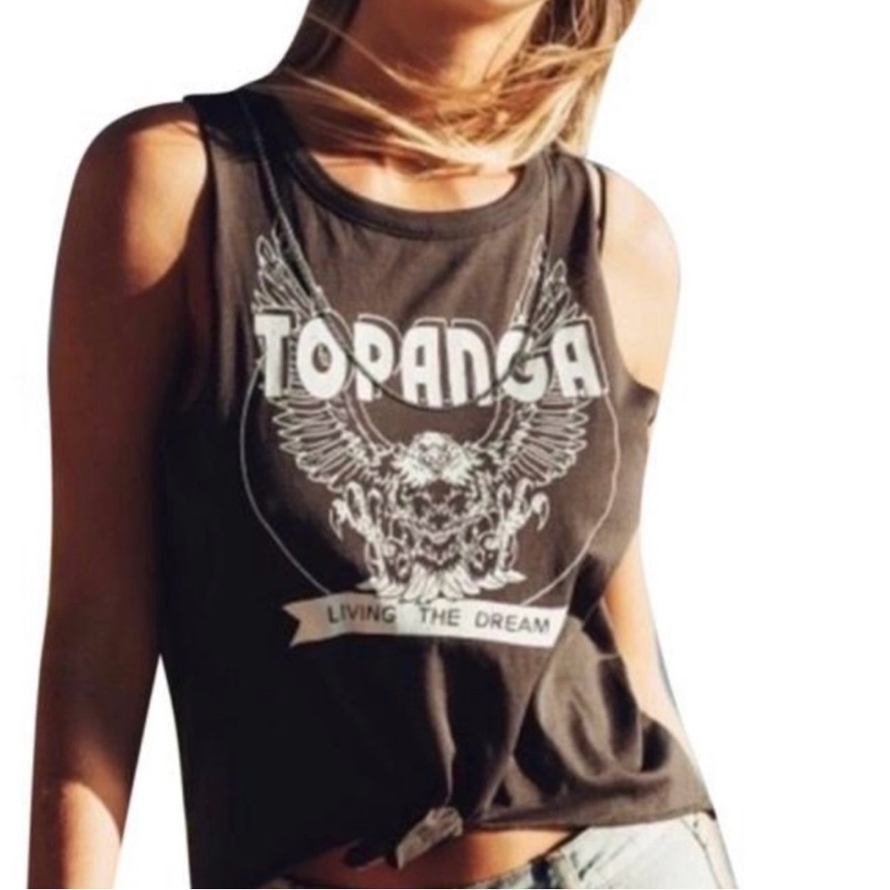 Free People Black Sleeveless Crop Muscle Tee